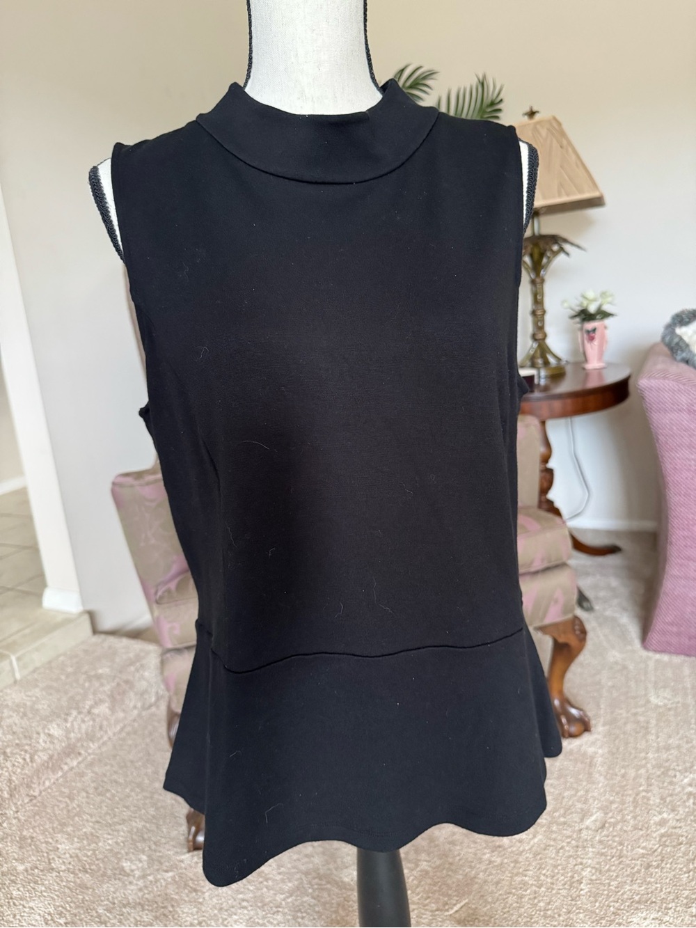 J. McLaughlin Black Mock Neck Peplum Tank